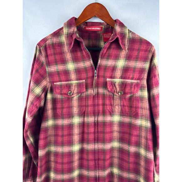 Gloria Vanderbilt Womens Plaid Flannel Shirt Size S Buttoned Pockets - Picture 2 of 5